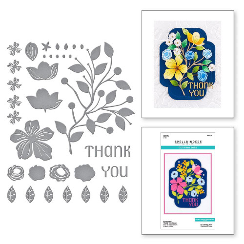 Spellbinders Etched Dies - Four Petal Bloom Reflection - Four Petal Thank You (S41276)