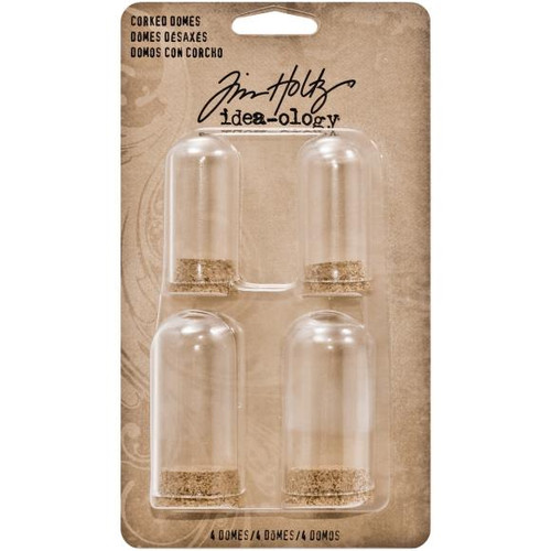 Tim Holtz - Idea-Ology Corked Glass Domes 4/Pkg-Clear .75"X1.75" & 1"X2.25" (TH93092)