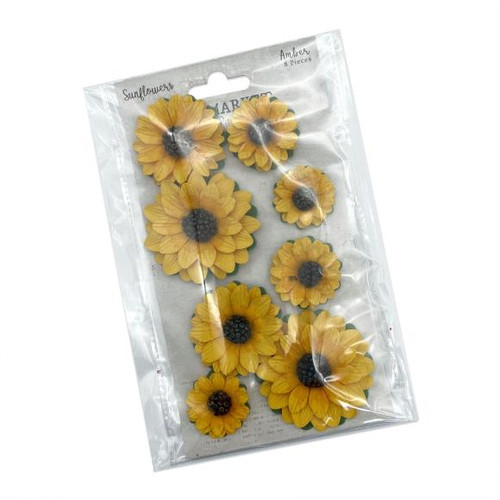 49 and Market - Sunflower Paper Flowers - 8/Pkg - Amber (FM37803)