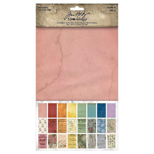 Tim Holtz Idea-Ology Backdrops Volume #5 Double-Sided Cardstock 6"X10" 24/Pkg (TH94309)