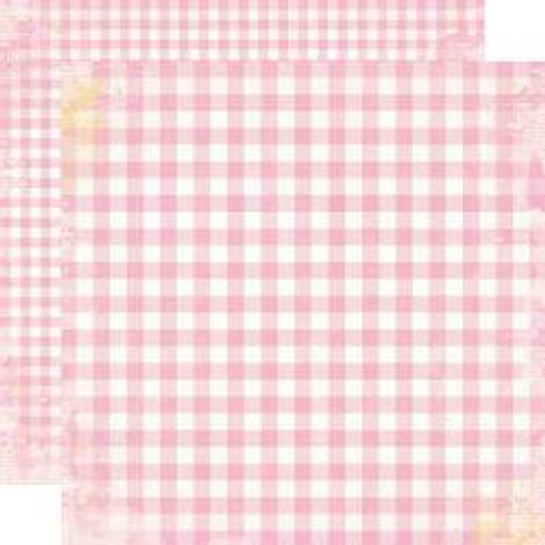 Simple Stories Life In Bloom Double-Sided Cardstock 12"X12" - Bubblegum Gingham (SVL12 19720)