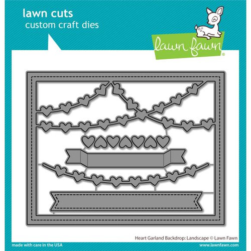 Lawn Fawn - Lawn Cuts Custom Craft Die - Heart Garland Backdrop: Landscape (LF3021)