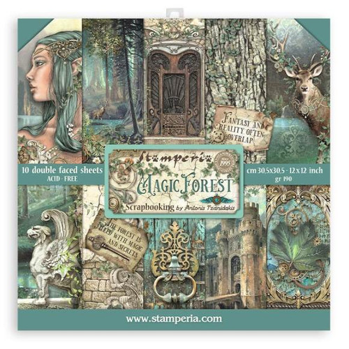 Stamperia Double-Sided Paper Pad 12"X12" 10/Pkg-Magic Forest, 10 Designs/1 Each (SBBL130)