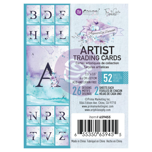 Prima Marketing ATC Cards 2.5"X3.5" 52/Pkg-26 Designs/2 Each - Aquarelle Dreams (P659455)