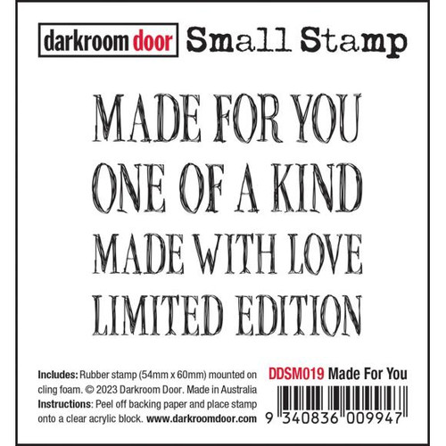 Darkroom Door Eclectic Cling Stamp 2.3"X2.2"- Made For You (DDSM019)