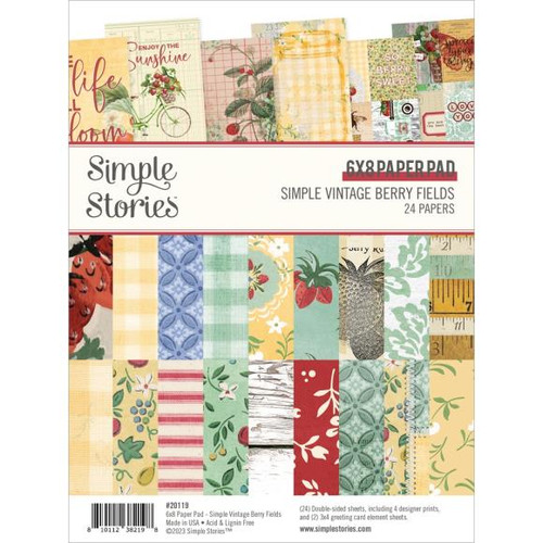 Simple Stories - Double-Sided Paper Pad 6"X8" 24/Pkg - Simple Vintage Berry Fields (BER20119)