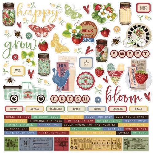 Simple Stories - Simple Vintage Berry Fields Cardstock Stickers 12"X12" (BER20102)