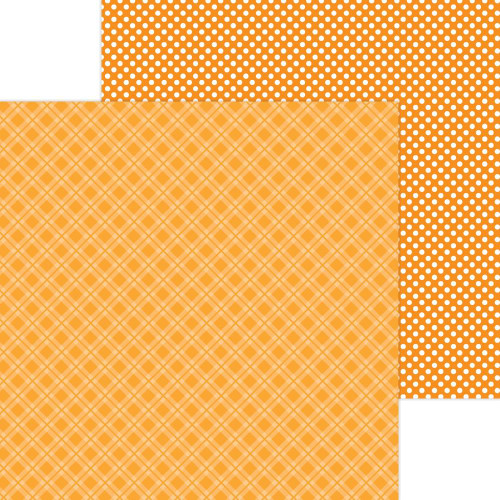 Doodlebug - Petite Prints Plaid/Polka Dot Cardstock 12"X12" - Tangerine (DPPPP12 8099)