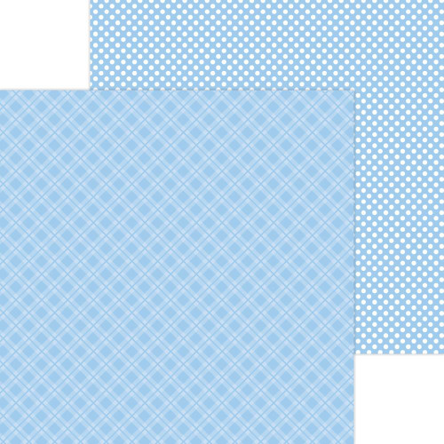 Doodlebug - Petite Prints Plaid/Polka Dot Cardstock 12"X12" - Bubble Blue (DPPPP12 8107)
