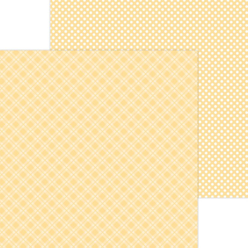 Doodlebug - Petite Prints Plaid/Polka Dot Cardstock 12"X12" - Lemon (DPPPP12 8101)