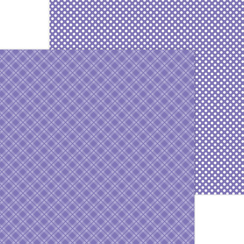 Doodlebug - Petite Prints Plaid/Polka Dot Cardstock 12"X12" - Lilac (DPPPP12 8110)