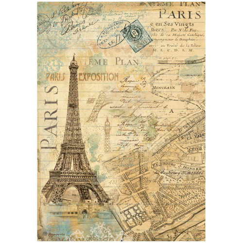 Stamperia - Rice Paper Sheet A4 - Around the World - Paris (DFSA4775)