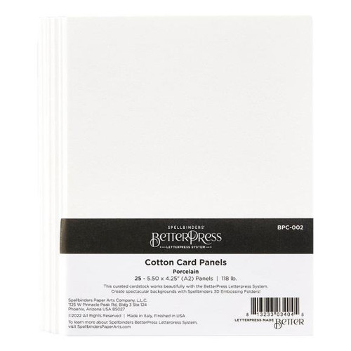 Spellbinders BetterPress Letterpress A2 Cotton Card Panels - Porcelain 25/Sheets (BPC002)