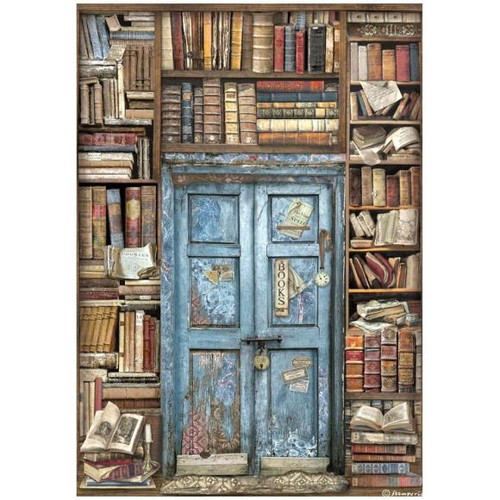 Stamperia - Decoupage Rice Paper A4 8.26x11.69 - Vintage Library - Library Door (DFSA4753)