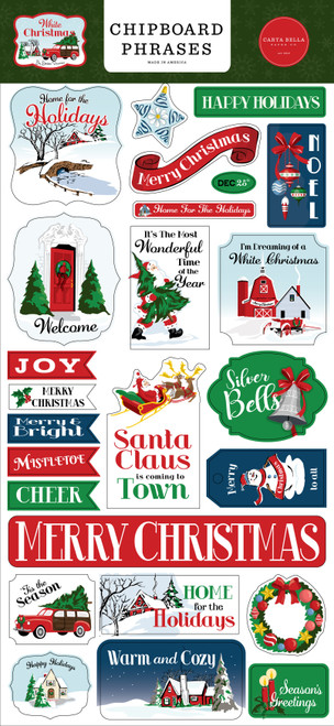 Carta Bella - Chipboard 6x13 - White Christmas - Phrases (WC156022)