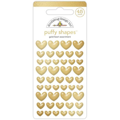 Doodlebug - Puffy Stickers - Hello Again - Gold Heart (DB8218)