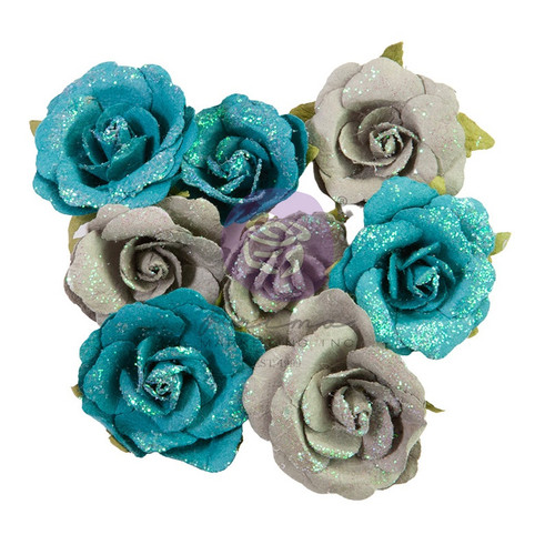 Prima - Lost In Wonderland - Paper Flowers 8/Pkg - Blue Illusion (P665777)