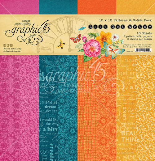 Graphic 45 Collection Pack 12"X12" Patterns & Solids - Let's Get Artsy (G4502755)