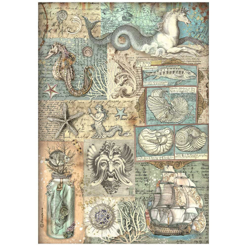 Stamperia - Decoupage Rice Paper A4 8.26x11.69 - Songs Of The Sea - Texture (DFSA4813)