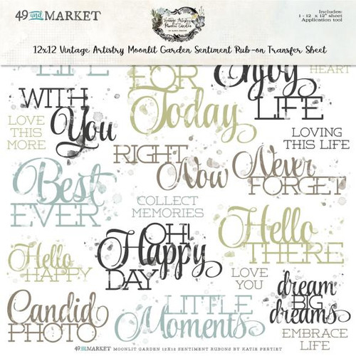 49 And Market - Rub-Ons 12"X12" - Sentiments - Moonlit Garden (VMG25668)