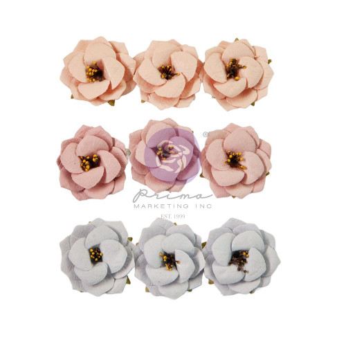 Prima Marketing - Paper Flowers 9/Pkg - Bohemian Heart - Fresh Air (P668280)