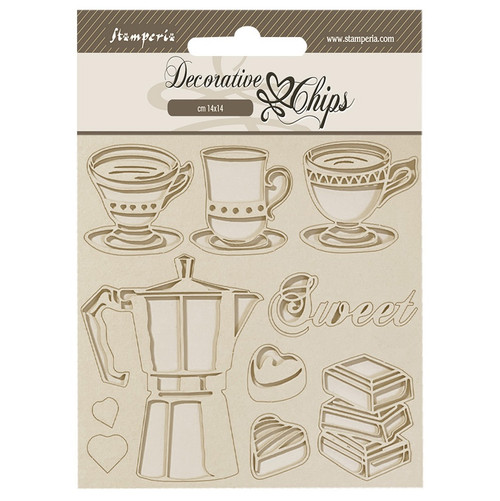 Stamperia - Decorative Chips 5.5"X5.5" - Coffee And Chocolate - Moka / Mocha (SCB194)