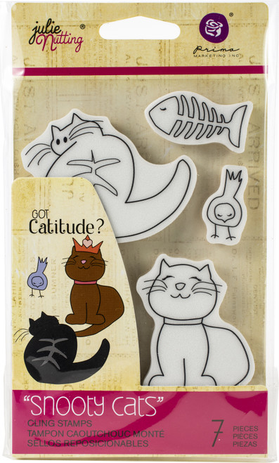 Prima - Julie Nutting - Mixed Media Cling Rubber Stamp - Snooty Cats - JN912970 (655350912970)