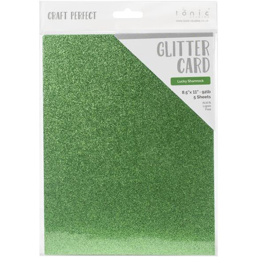 Craft Perfect Glitter Cardstock 8.5"X11" - Lucky Shamrock - GLTTRCRD 9965E (818569029659)