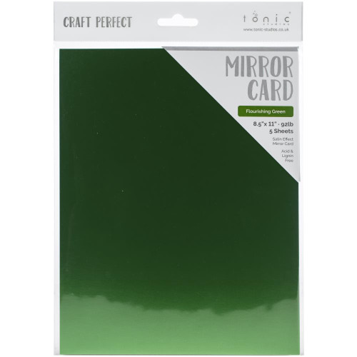 Craft Perfect Satin Mirror Cardstock 8.5"X11" 5/Pkg - Flourishing Green - MIRRORS 9493E (818569024937)