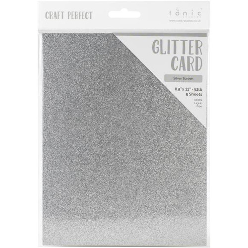 Craft Perfect Glitter Cardstock 8.5"X11" - Silver Screen - GLTTRCRD 9961E (818569029611)