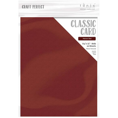 Craft Perfect - Weave Textured Classic Card 8.5"X11" 10/Pkg - Maroon Red - CARD 8 9677 (818569026771)