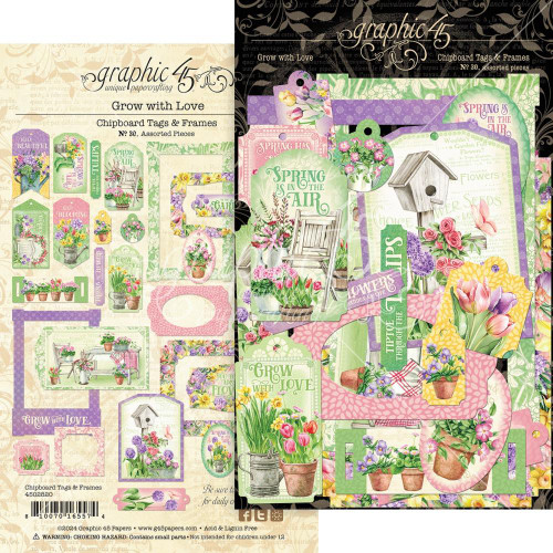 Graphic 45 - Chipboard Tags & Frames - Grow With Love - G4502820