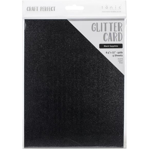 Craft Perfect Glitter Cardstock 8.5"X11" - Black Sapphire - GLTTRCRD 9963E