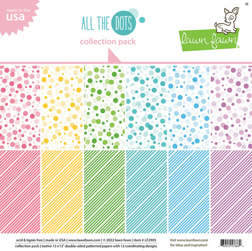 Lawn Fawn -Double-Sided Paper Pack 12"X12" 12/Pkg - All The Dots ( LF2903)