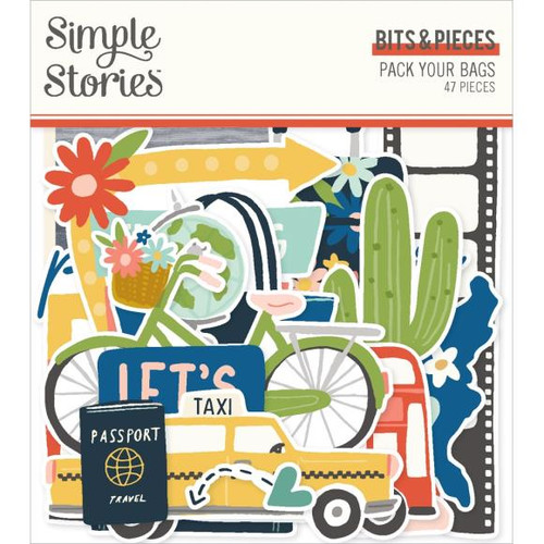 Simple Stories - Bits & Pieces Die-Cuts 47/Pkg - Pack Your Bags - PYB22118