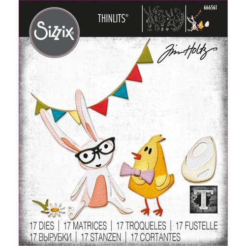 Sizzix Thinlits Dies By Tim Holtz 17/Pkg - Vault Bunny + Chick 666561