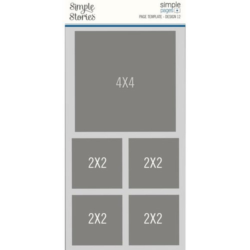Simple Stories - Page Template - (1) 1-4"X4" & 4-2"X2" divided template Design 12 - 15971