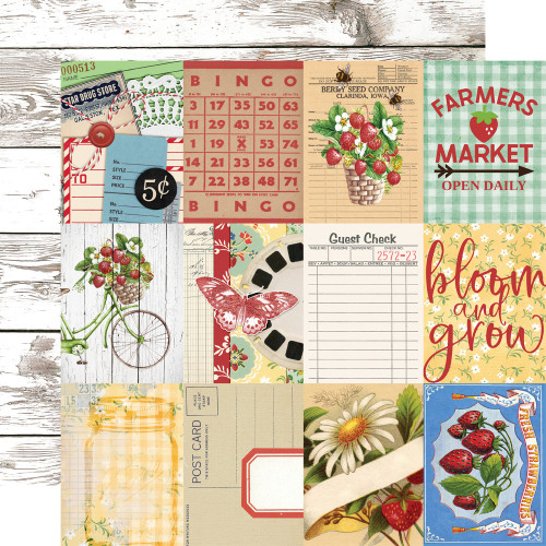 Simple Stories Double-Sided Cardstock 12"X12"- Simple Vintage Berry Fields - 3"X4" Elements - BER12 20112