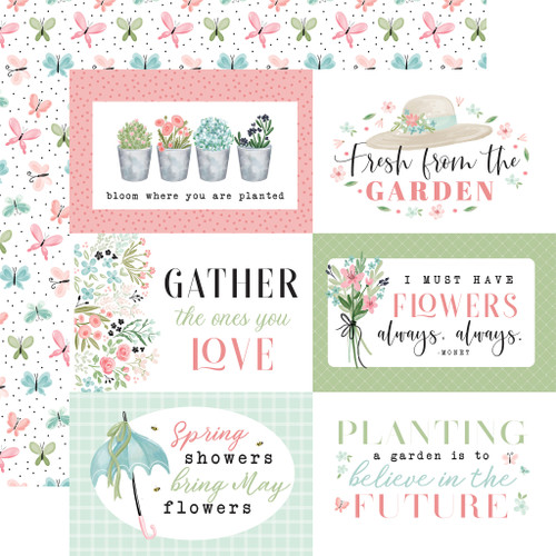 Carta Bella - Double Sided Cardstock 12 x 12 - Flower Garden - 6x4 Journaling Cards