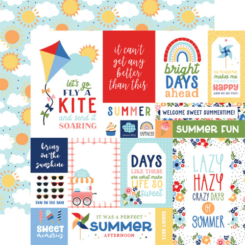 Echo Park - Double Sided Cardstock 12 x 12 - My Favorite Summer - Multi Journaling Cards