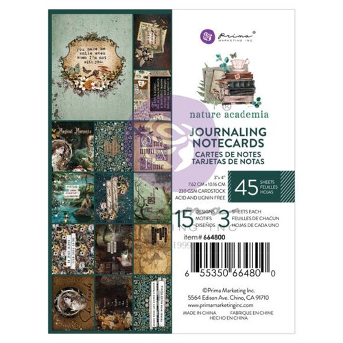 Prima Marketing - Journaling Cards 3"X4" 45/Pkg - Nature Academia - 664800