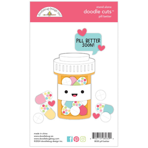 Doodlebug Doodle Cuts Stand Alone Dies - Happy Healing - Pill Better - 8030