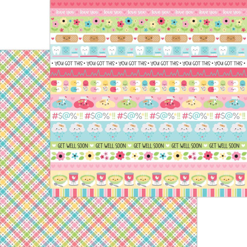 Doodlebug - Double-Sided Cardstock 12"X12" - Happy Healing - Plaid You're Better - 8041