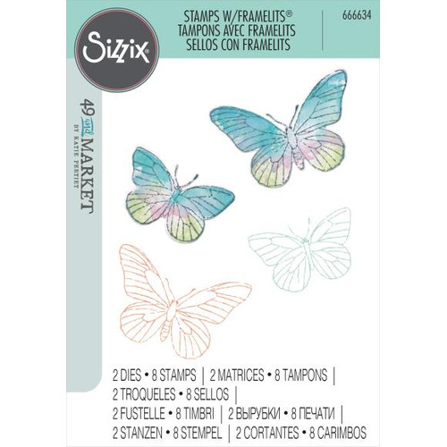Sizzix Framelits Die & A5 Stamp Set By 49 & Market 10/Pkg - 666634