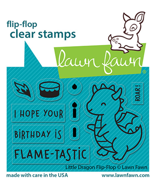 Lawn Fawn - Clear Stamp Set - Little Dragon flip-flop - LF3427