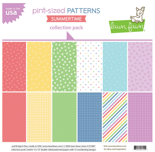 Lawn Fawn -Pint Size Patterns Paper Pack 6"X6" 36/Pkg - Summertime (LF3406)