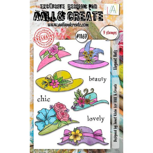 AALL & Create - A6 Photopolymer Clear Stamp Set - Elegant Hats #1169