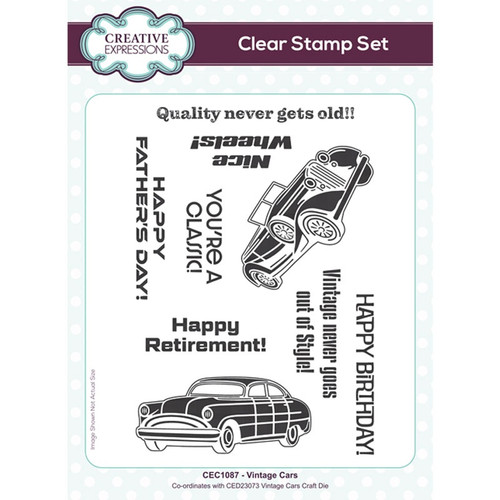 Creative Expressions - Clear Stamp 6"X8" - Vintage Cars - CEC1087