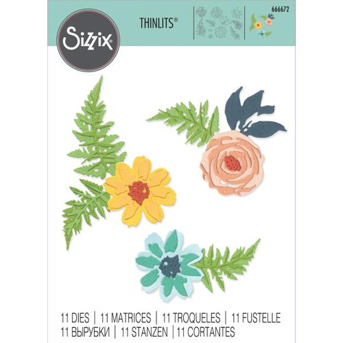 Sizzix Thinlits Dies 11/Pkg Flowers & Ferns - 666672