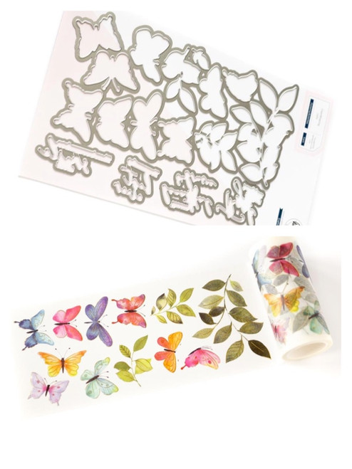 Pinkfresh Studio Die Set - Fluttering Butterflies Washi Tape & Die Set Bundle